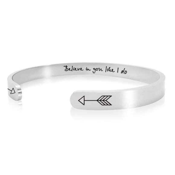 Inspirational Bracelets - Believe in You Like I Do -STEEL SILVER Graduation Gift - Picture 3 of 4